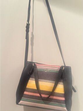 kate spade Navy Tote with Yellow, Pink & Green Stripes